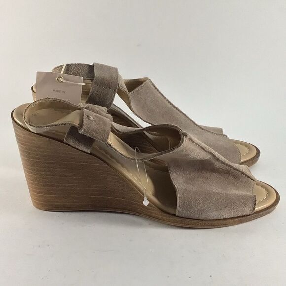 Sophia Milano womens peep toe slingback wedge sandals taupe brown size 8.5 NWT - Picture 1 of 8